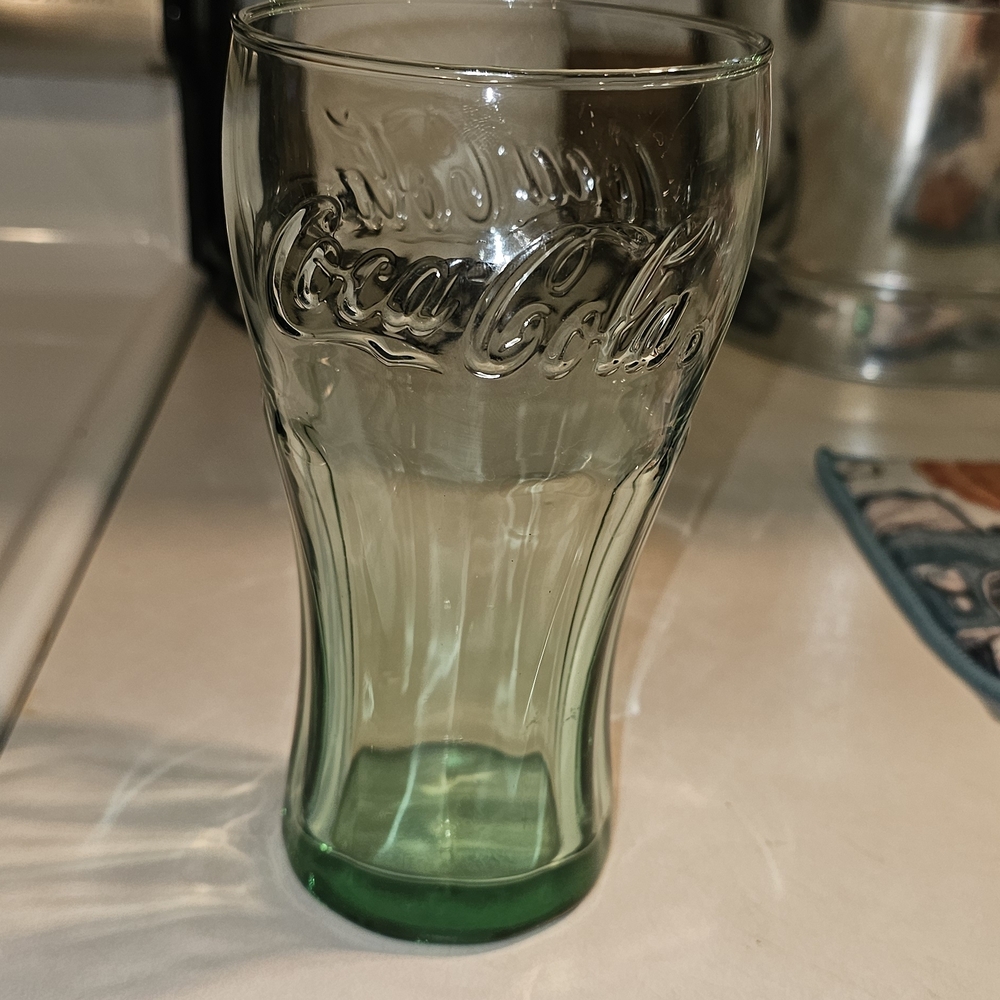 Coca-Cola Embossed Green Glass Tumbler